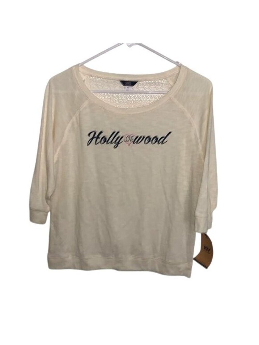 MV Sport Hollywood Ivory 3/4 Sleeve Womens Top Size M